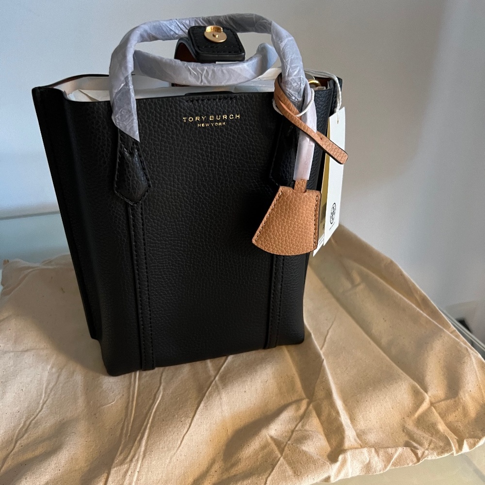 TORY BURCH Black Mini Perry Tote Crossbody Bag